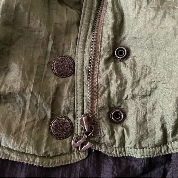 Winlit Vintage Statement Green Embroidered Puffer Jacket Duck Down Women's Large - Picture 9 of 16